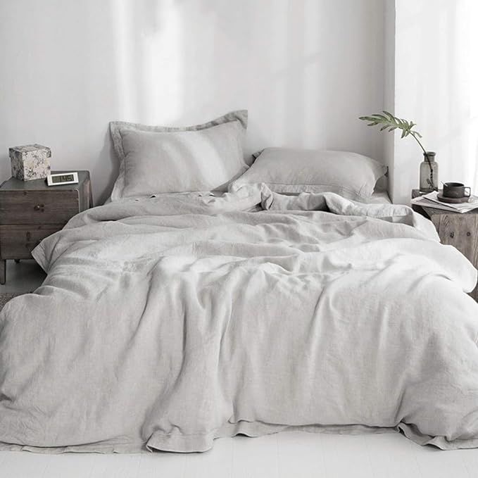 Simple&Opulence 100% Washed Linen Duvet Cover with Embroidered,Queen Size(88"x 92"),3 Pieces Soft... | Amazon (US)