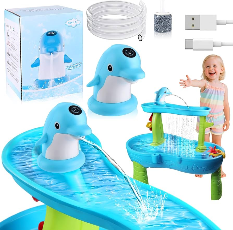 Vodolo Dolphin Water Table Pump Continuous Flow,Cordless Kids Battery Powered Water Outdoor Pump,... | Amazon (US)