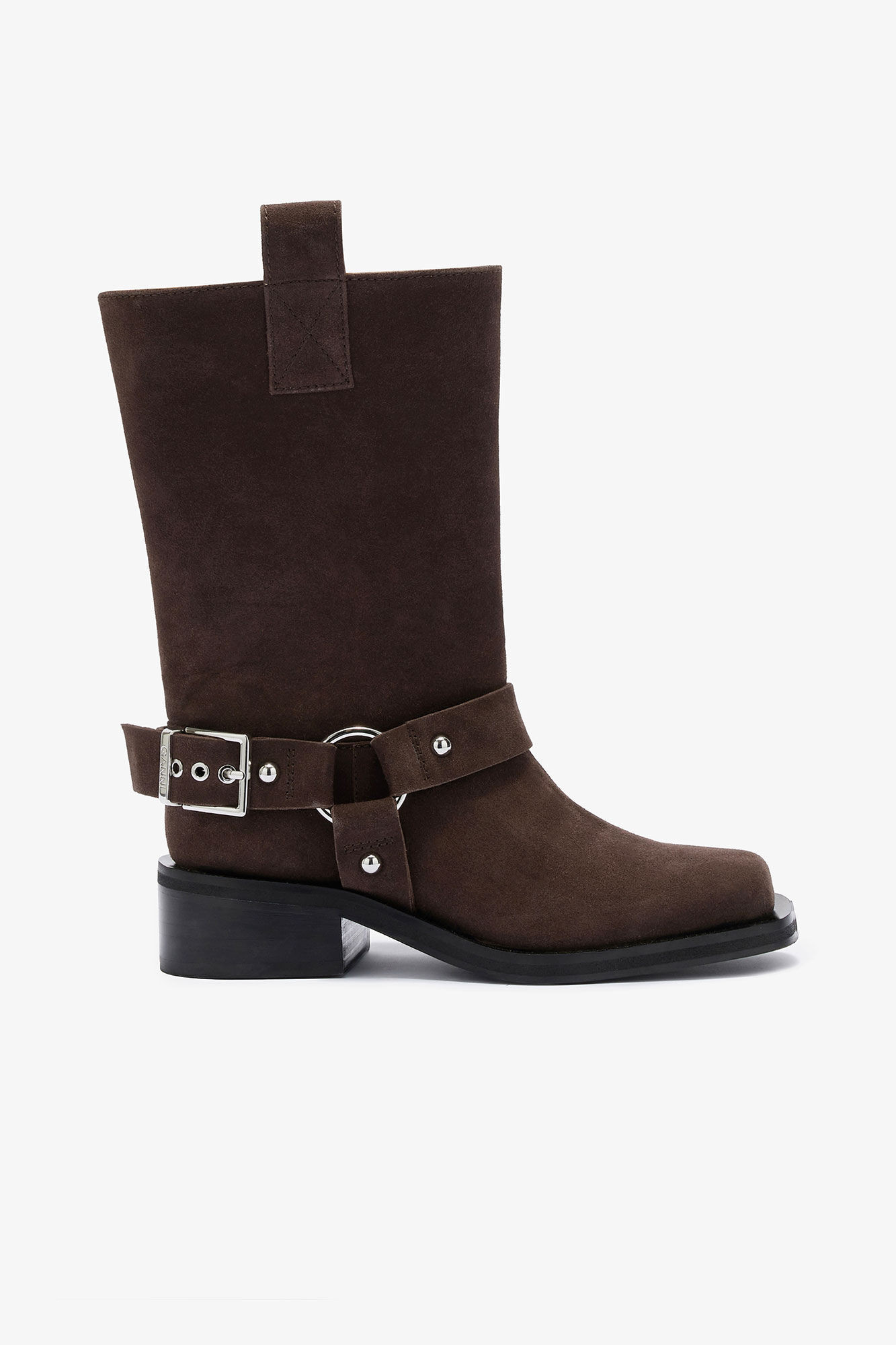 Mid Shaft Biker Boot in Brown Suede | Ganni