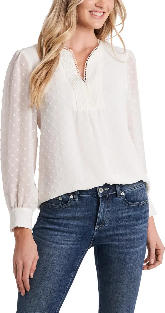 CeCe Clip Dot Long Sleeve Blouse | Nordstrom | Nordstrom