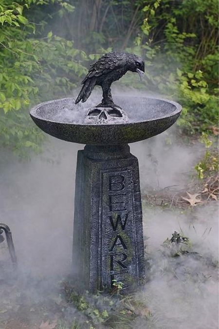 Beware Bird Bath Halloween Decor
This ordinarily cheerful object has taken a dark turn, complete with warning and raven perched atop what used to be the caretaker. Our Beware Bird Bath is dreadfully perfect for your haunted garden or graveyard scene, made entirely of durable resin with a convincingly vintage finish. Leave it empty or fill with water (bowl is water-tight).

#halloween2023 #halloweendecor #halloweenvibes #birdbath #blackcrow #skull #halloweenseason #halloweeniscoming

#LTKHoliday #LTKSeasonal #LTKhome