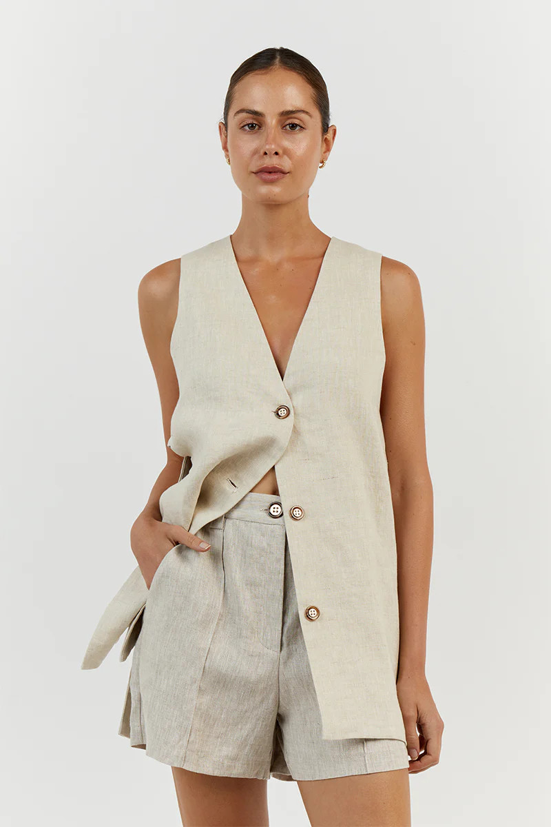 LOGAN NATURAL LINEN SHORT | DISSH