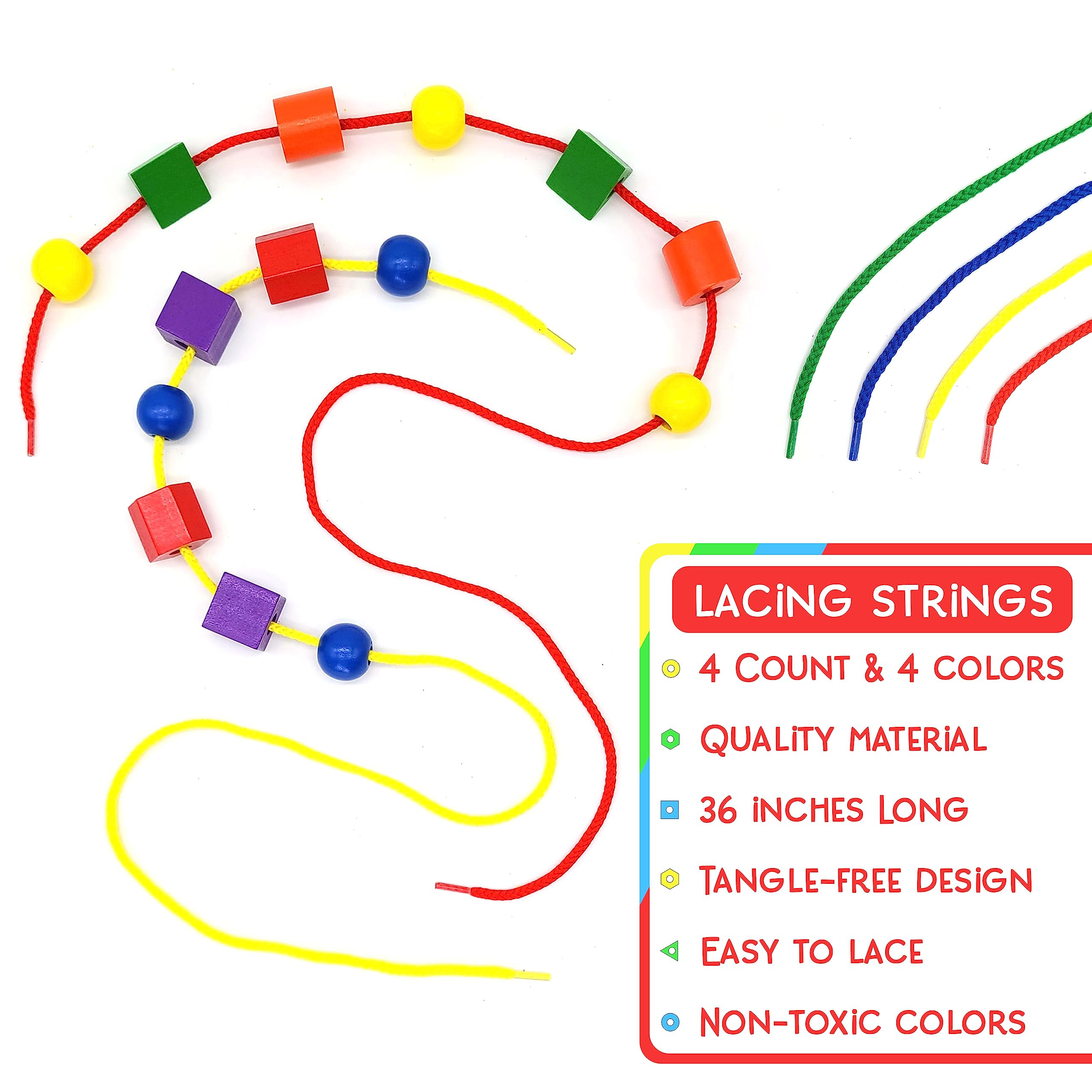 Wooden Lacing Beads for Toddlers 1-3 & 3-5 – 125 PCS with Storage Tub | Stringing Beads for Tod... | Amazon (US)