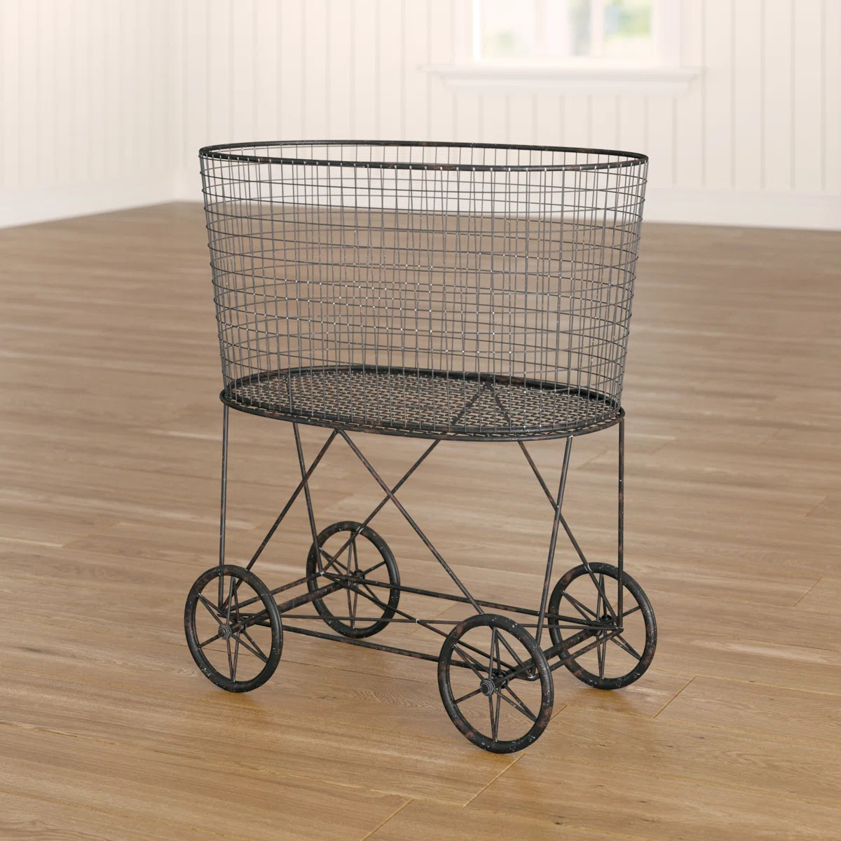 Metal Rolling Laundry Cart with Rack | Wayfair North America