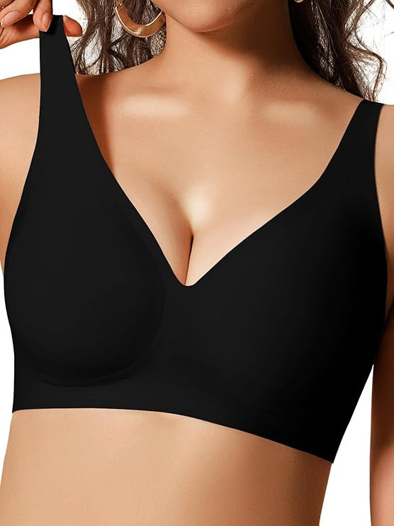COCOMARTS Jelly Bras for Women No Underwire Seamless Push Up Comfortable Tshirt Everyday Deep V B... | Amazon (US)