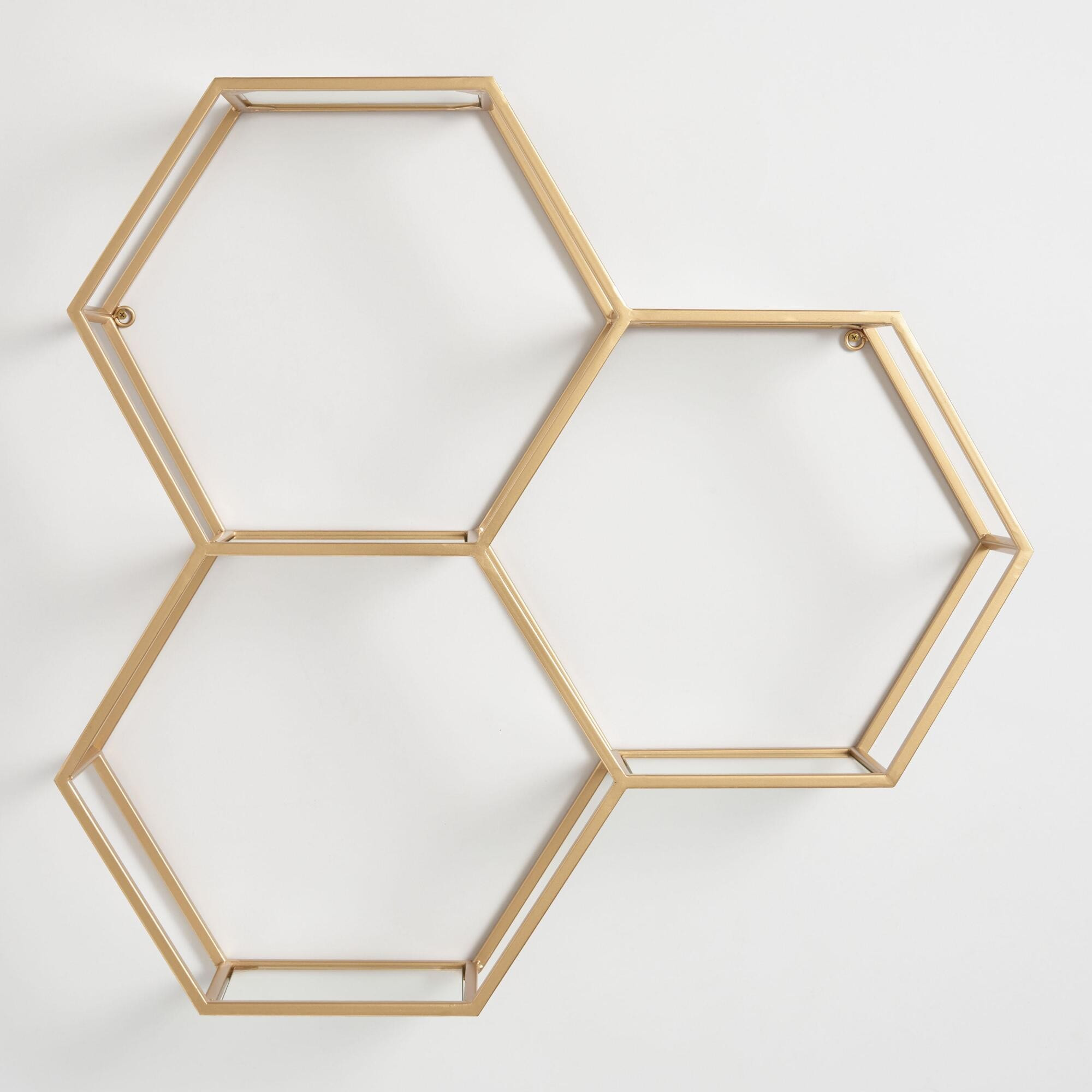 Gold and Glass Honeycomb Wall Shelf - Metal by World Market | World Market