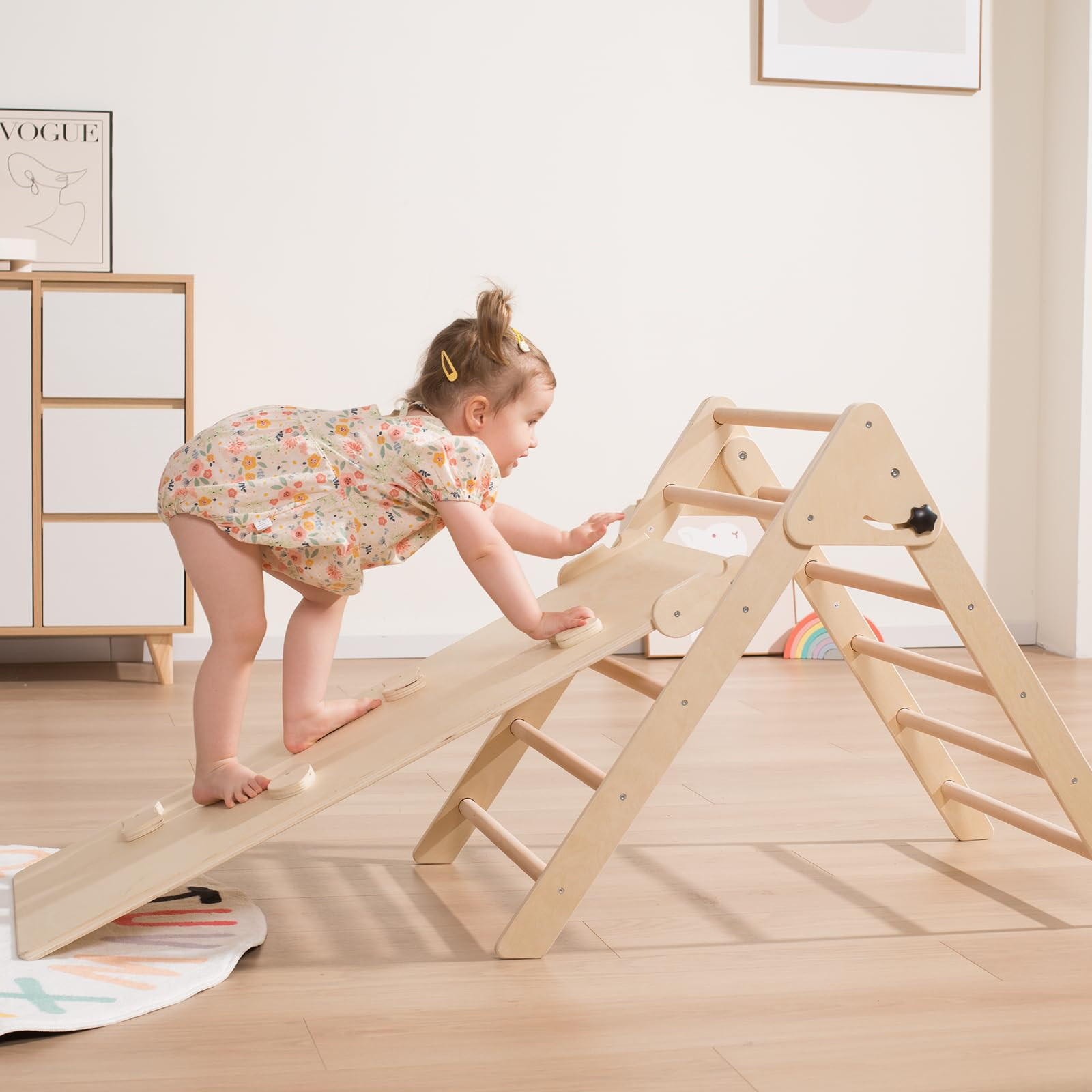 Giant bean Upgraded Version Foldable Wooden Climbing Triangle with Sliding Ramp, 3 in 1 Pikler Tr... | Amazon (US)