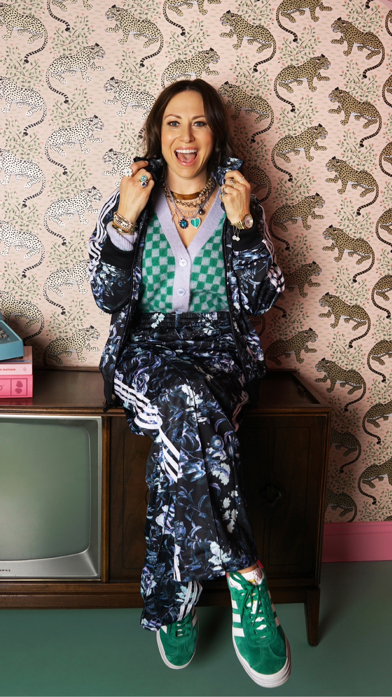 Curing the Tuesday blues with this fab floral tracksuit. Feast your eyes on pattern mixing at it’s most playful! This flower and checkerboard duo is so fun and flirty! Absolutely adore! What’s better that being comfy and covered in jewels?! Not much! #tracksuit #patternmixing #flower #checkerboard #adidas #comfy #cozy #sparkle #jewelry #jewelrysale #onlinesale #ltkfind 

#LTKGiftGuide #LTKCyberWeek #LTKsalealert