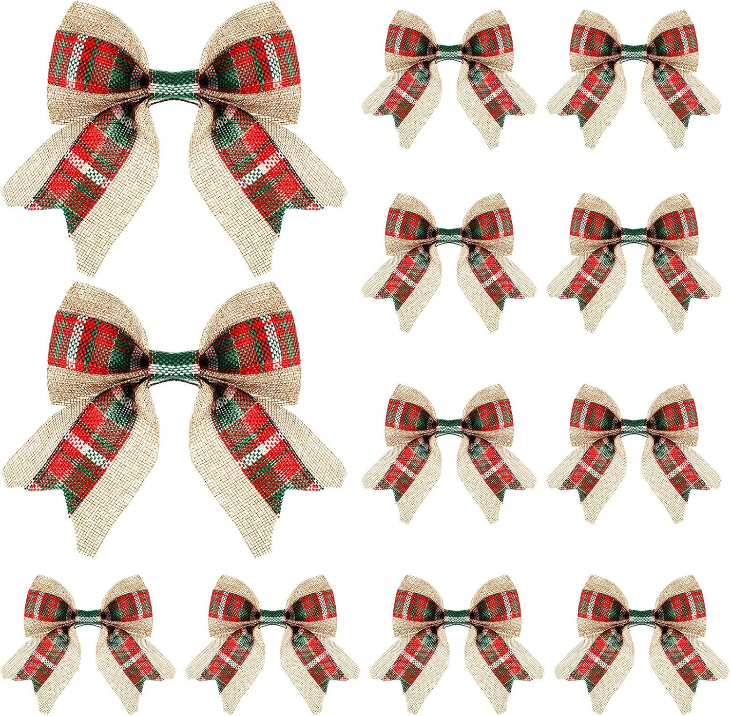 Waydress 20 Pieces Christmas Burlap Bow Buffalo Plaid Bow Christmas Wreath Decoration Bow Door Bu... | Amazon (US)