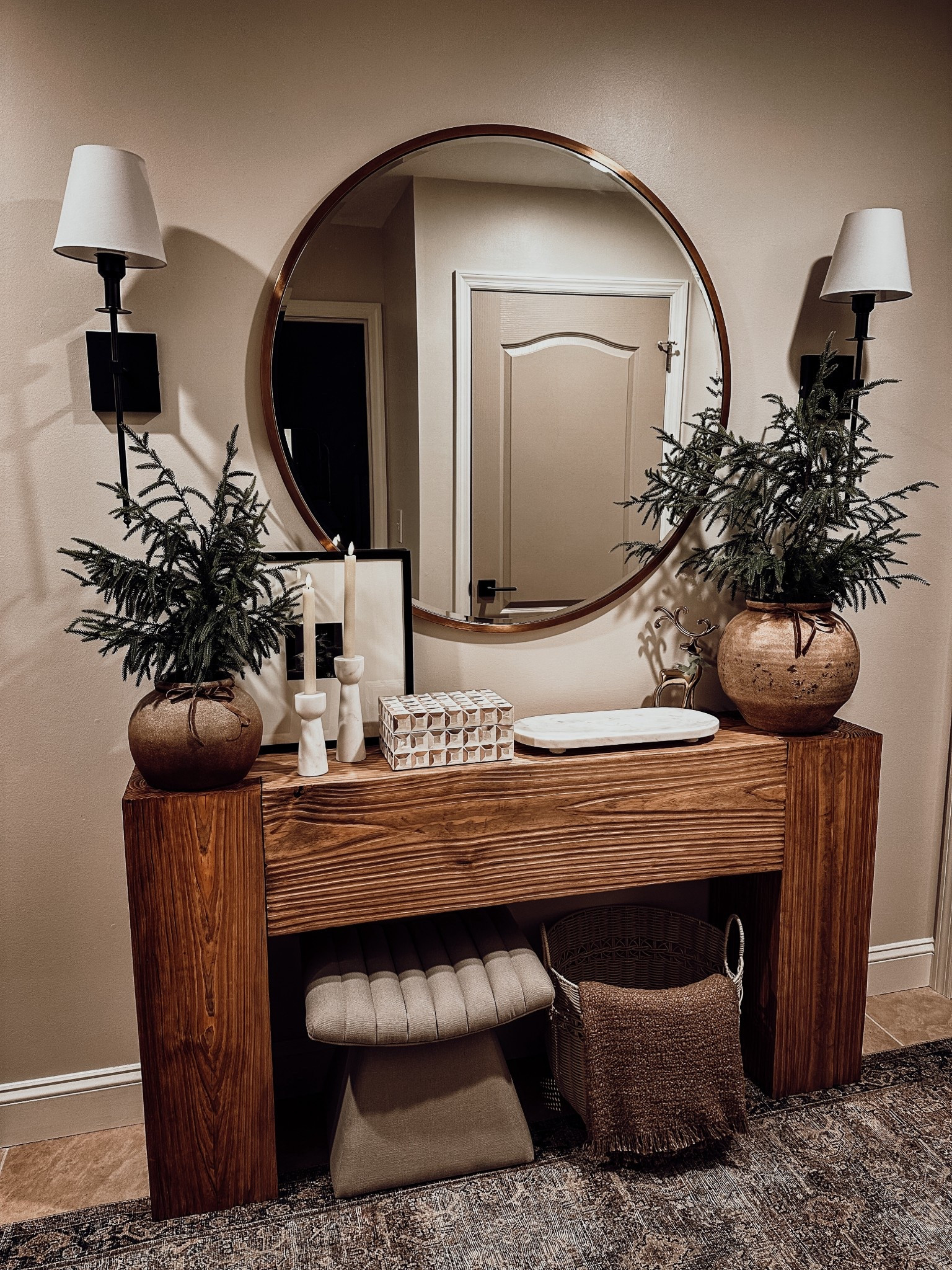 Console table decor for Christmas ! 

Trees are the viral hubby lobby ones - linking similar 



#LTKHoliday #LTKHome #LTKSeasonal