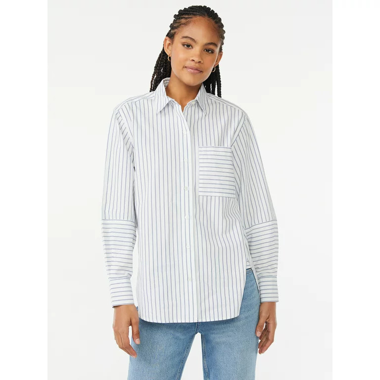 Free Assembly Women's Boxy Button Down Tunic Top - Walmart.com | Walmart (US)