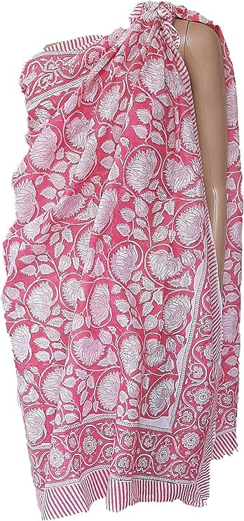 SATNAM Handicraft Women's Cotton Floral Printed Sarong for Womens Summer Beachwear Printed Pareo ... | Amazon (US)