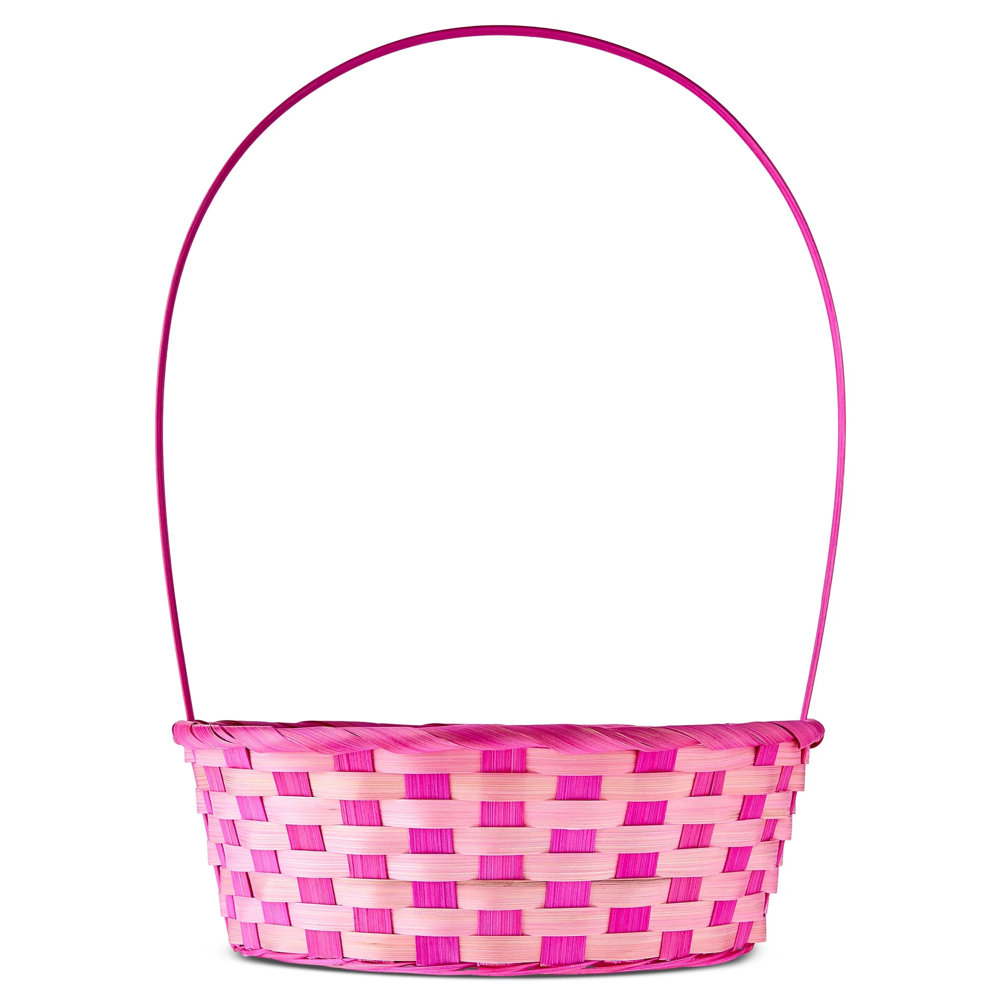 Round Bamboo Basket, Pink, 10" x 15", Easter by Way To Celebrate | Walmart (US)