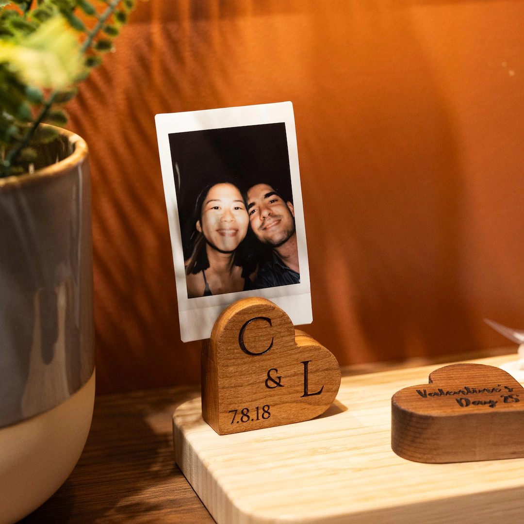 Personalized Wooden Heart Photo Holder: Valentine's Polaroid Display - Etsy | Etsy (US)