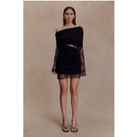 Luxie Lace Knit Mini Dress - Black I MESHKI I Size XXS | MESHKI US