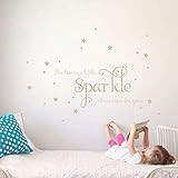 She Leaves a Little Sparkle Girls Room Vinyl Wall Decal Sticker Inspirational Quote with Stars (Beig | Amazon (US)