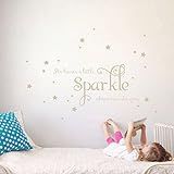 She Leaves a Little Sparkle Girls Room Vinyl Wall Decal Sticker Inspirational Quote with Stars (Beig | Amazon (US)