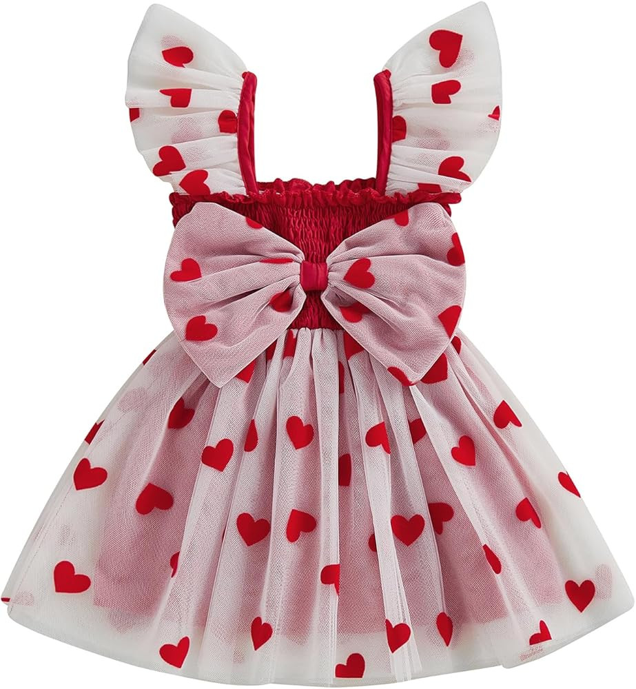 Toddler Baby Girl St Patricks Day Outfit Clover Print Ruffle Sleeve Bowknot Tulle Dress Girls Par... | Amazon (US)