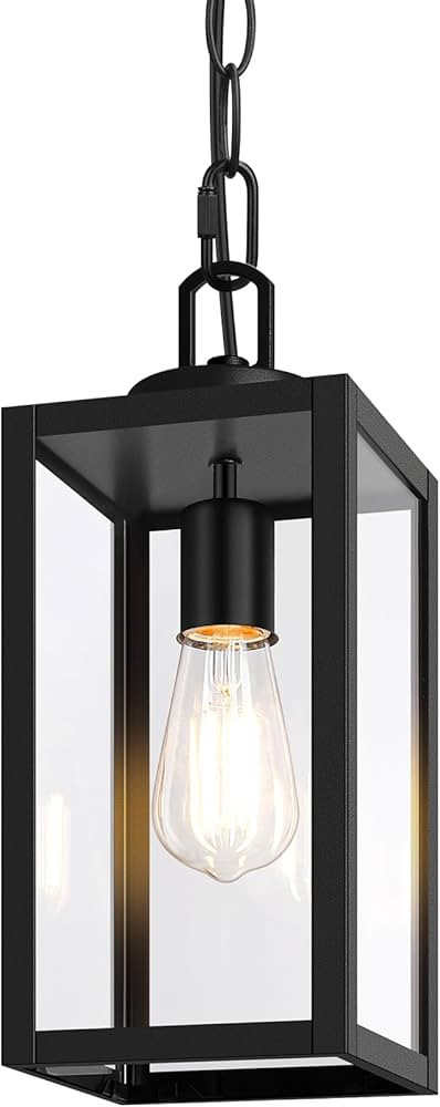 BesLowe 1-Pack Outdoor Pendant Light, 13” Modern Hanging Lantern Light for Outside, Black Exter... | Amazon (US)
