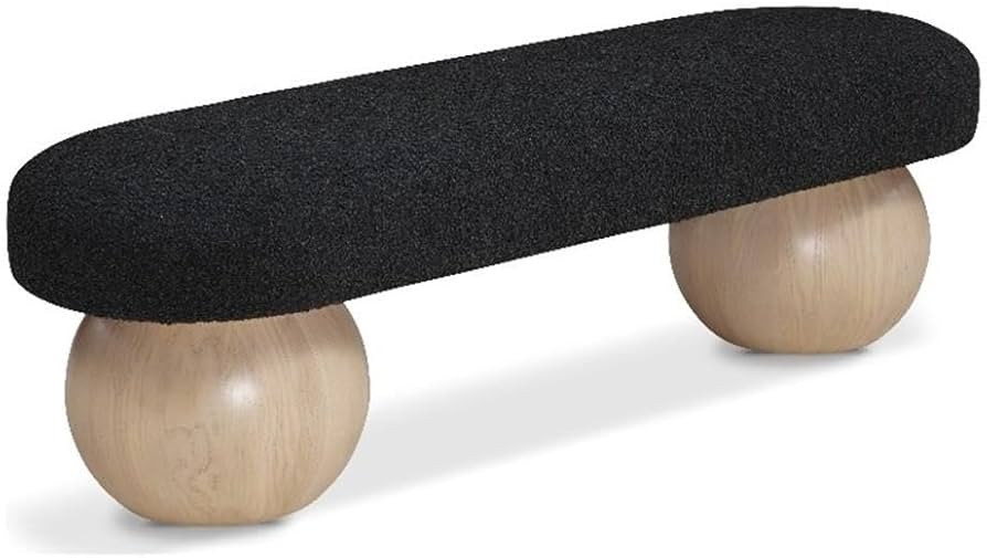 Pemberly Row Modern/Contemporary Rich Boucle Fabric Bowies Black Bench | Amazon (US)