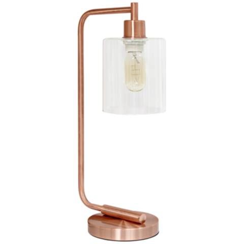 Simple Designs Bronson Rose Gold Lantern Desk Lamp | Lamps Plus