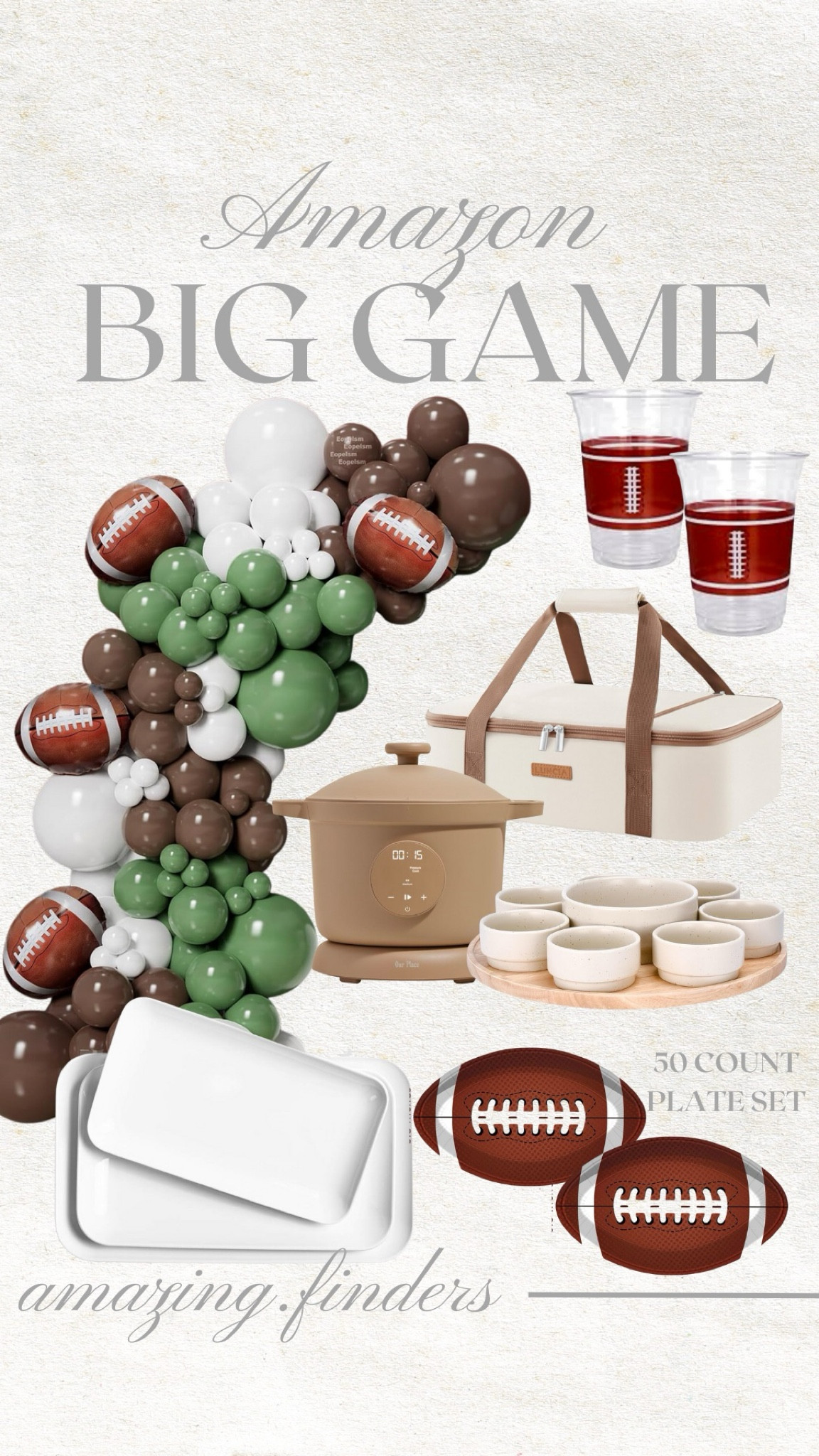 Insulated Casserole Carrier for Hot or Cold Food, Lasagna Lugger Tote for Potluck Parties/Picnic/Cookouts, Fits 9"×13" Baking Dish, Cream,
Gatherfun 100 Pcs 16oz Football Plastic Cups - Football Parties and Tailgate Events, Disposable & Convenient - Ideal Party Supplies & Party Favors for Football Themed Birthdays,
Domensi 50 Sets 16 oz Football Plastic Cups with Dome Lids Football Clear Iced Coffee Cups Drinking Cups Disposable Bulk with Flat Straw Slot Lids for Football Sport Party Supplies Favor,
Football Table Runner Artificial Grass Football Decoration 16 x 59 Inch Grass Football Touchdown Game Days Table Centerpieces Decor for Football Party Favors Kitchen Dining Home
Football Balloon Garland Arch Kit 131Pcs Sage Green and Coffee Brown Balloons with Football Foil Balloon for Touch Down Rugby Super Bowl Sport Theme Party Decorations
Dip Serving Tray - Snack Platter Round - Ceramic Serving Tray - Chip & Dip Sets with 7 Stackable 3oz Bowls and 1x14 oz Bowl - Dishwasher, Microwave and Oven Safe (Warm Grey)
50 Pieces Football Snack Bowl 8oz Ice Cream Bowls for Snacks and Favors Football Ball Serving Bowl Disposable Paper Bowl for Football Tailgate Party Family Dinner and Sports Event
Our Place Dream CoFootball Tablecloth Plastic, 3 Pack Disposable Superbowl Tablecloth, Rectangle Super Bowl Table Cloth Table Cover for Football Superbowl Party Decorations Party Favor
Katie Doodle Super-Bowl Party Supplies Games Decorations - Great Superbowl Party Decorations 2023 - Includes Football Squares Poster [11x17 inch]
Football Party Decorations Football Party Supplies-50Pcs Football Party Favors Football Paper Food Tray Football Disposable Serving Boats for Football Birthday Party Superbowl Party Decorations

#LTKHome #LTKParties