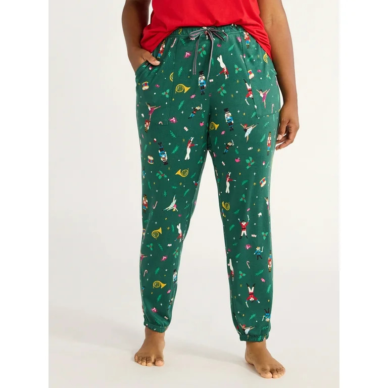 Joyspun Women's Hacci Knit Jogger Sleep Pants, 29” Inseam, Sizes XS to 3X | Walmart (US)