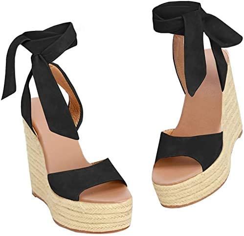 Liyuandian Womens Platform Espadrille Wedges Open Toe High Heel Sandals with Ankle Strap Buckle U... | Amazon (US)