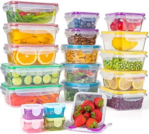 Food Storage Containers with Lids, [20 Pack] Plastic Food Containers Set Leak Proof & BPA-Free Re... | Amazon (US)