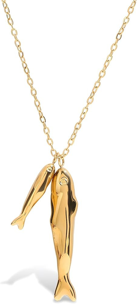 Gold Fish Necklace for Women Beach Charm Pendant Ocean Jewelry | Amazon (US)