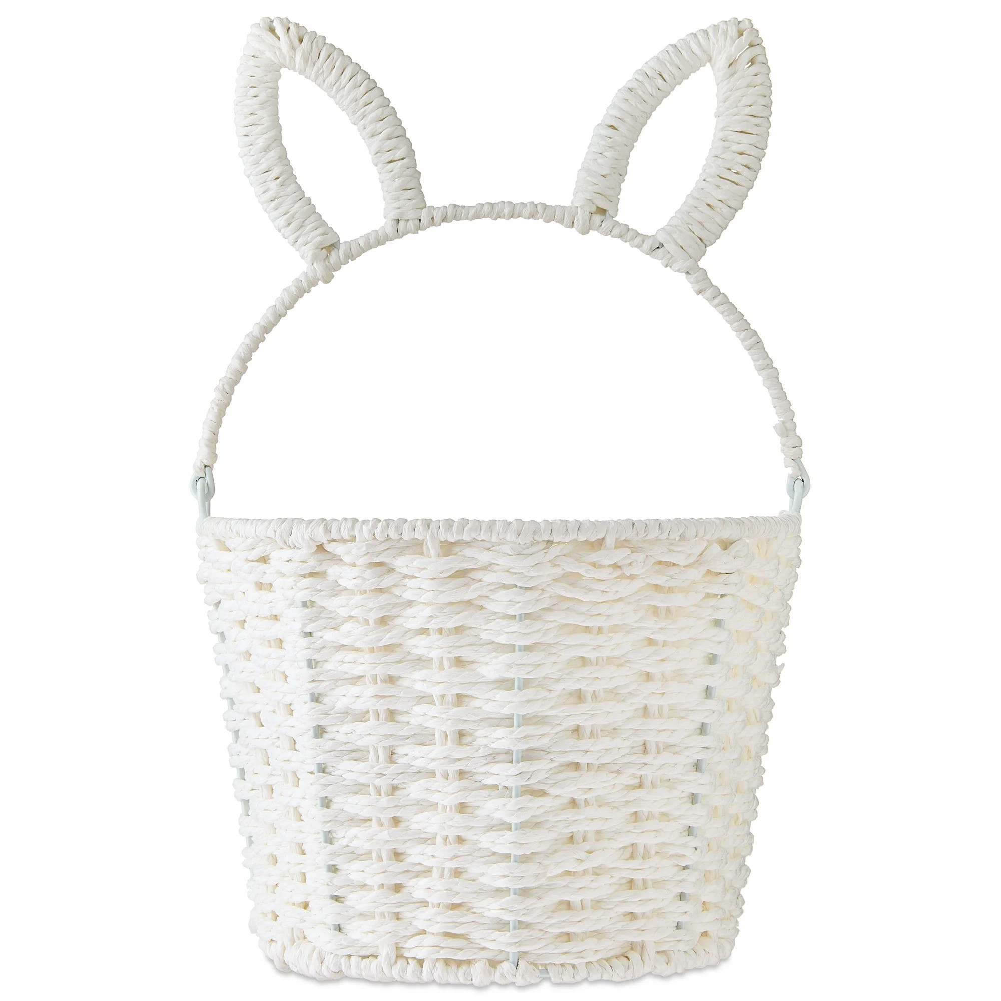 Round Bunny Ear Handle Paper Basket, White, 9" x 6.5", Easter by Way To Celebrate | Walmart (US)