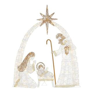 Home Accents Holiday 66 in. Warm White LED Super Bright Nativity Set Holiday Yard Decoration 23RT... | The Home Depot