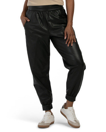 Faux Leather Joggers for Women | Polyester/Spandex/Leather | Marshalls