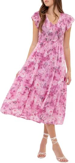 Floral Flutter Sleeve Midi Dress | Nordstrom Rack