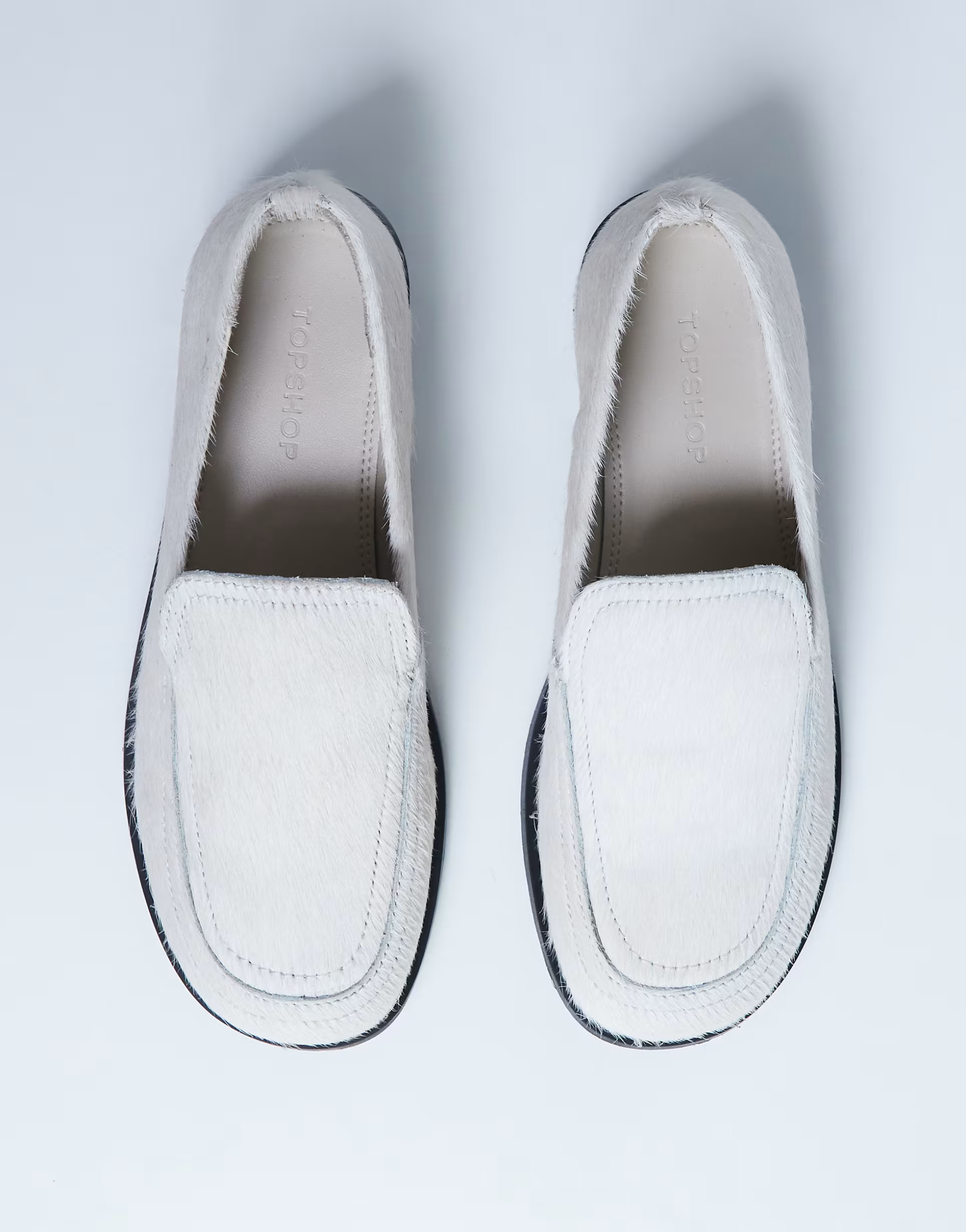 Topshop Corrie flat shoe loafer in off white hair on real leather | ASOS | ASOS (Global)