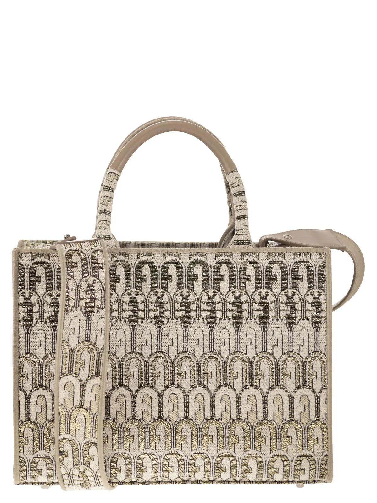 Furla Patterned Arco Jacquard Small Tote Bag | Cettire Global