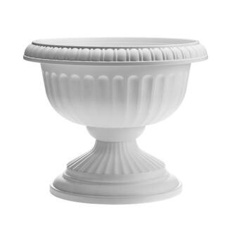 Grecian 18 in. Casper White Plastic Urn Planter | The Home Depot