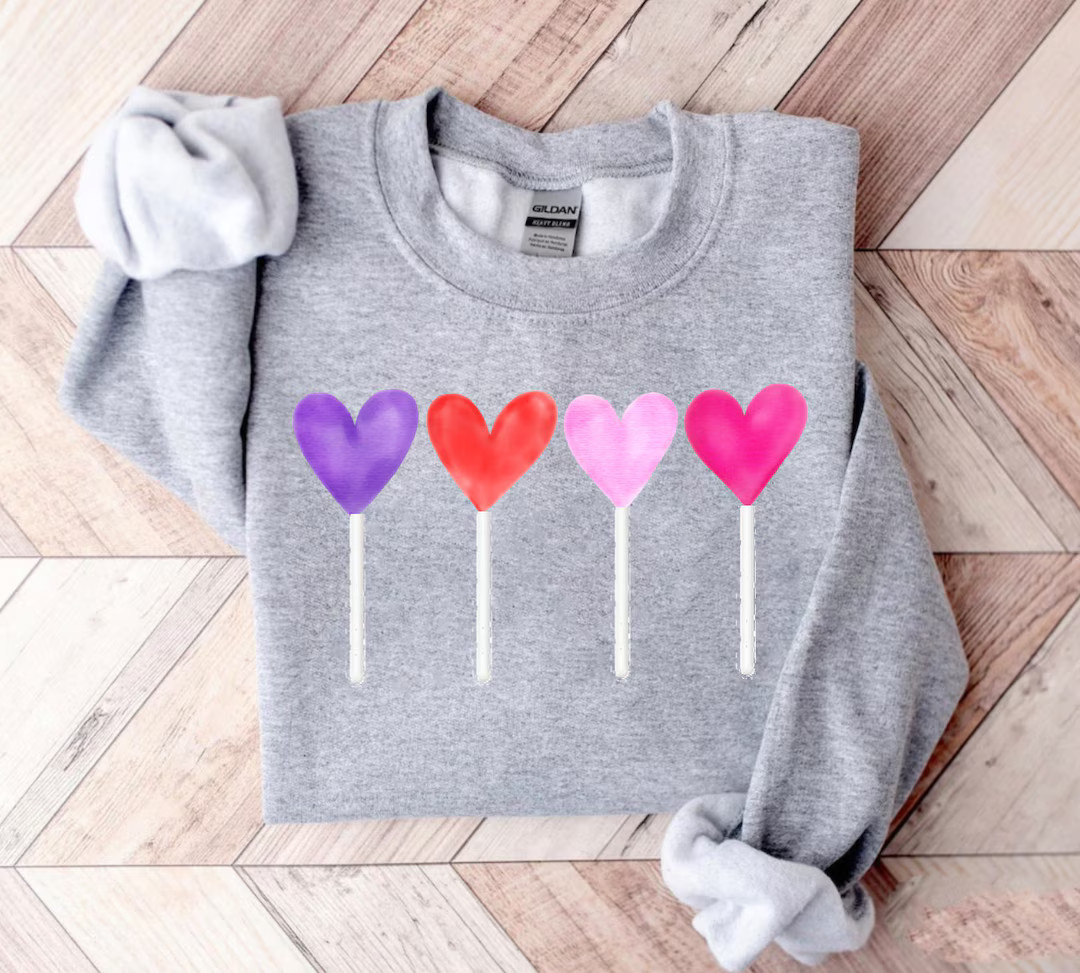 Candy Heart Sweatshirt, Valentines Day Shirt for Women, Heart sucker shirt, Valentines Day Gift, ... | Etsy (US)