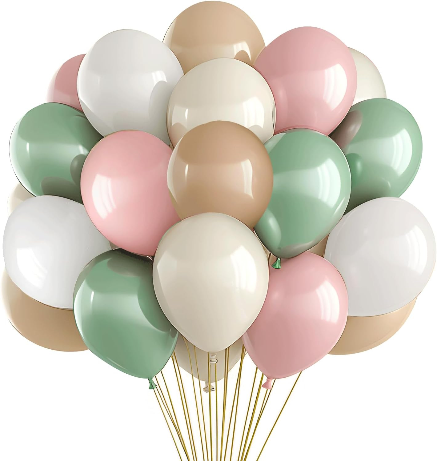 Pink and Dusty Green Balloons,50Pcs 12 Inch Brown Nude Boho White balloons Balloons, with Ribbon ... | Amazon (US)