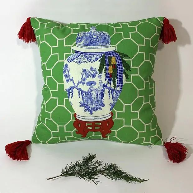 Holiday Ginger Jar Accent Pillow | Antique Farm House