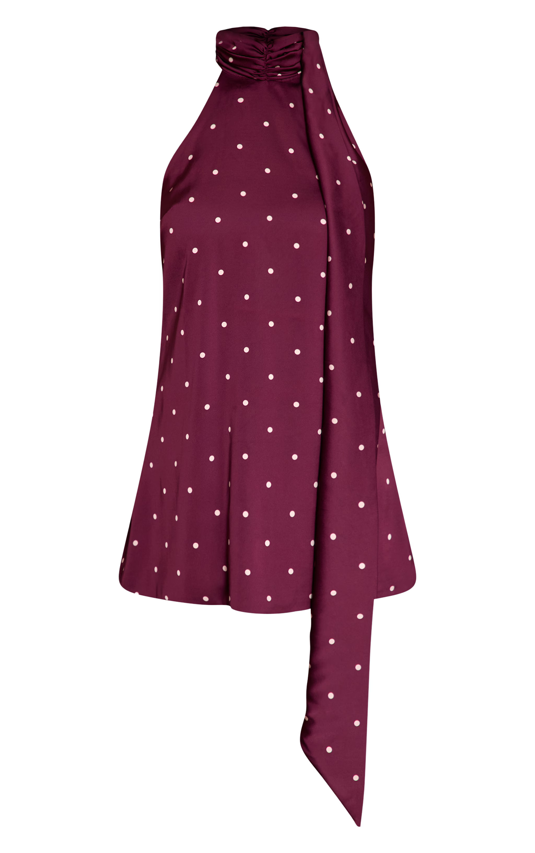 Plum Satin Poka Dot Scarf Mini Dress | PrettyLittleThing UK