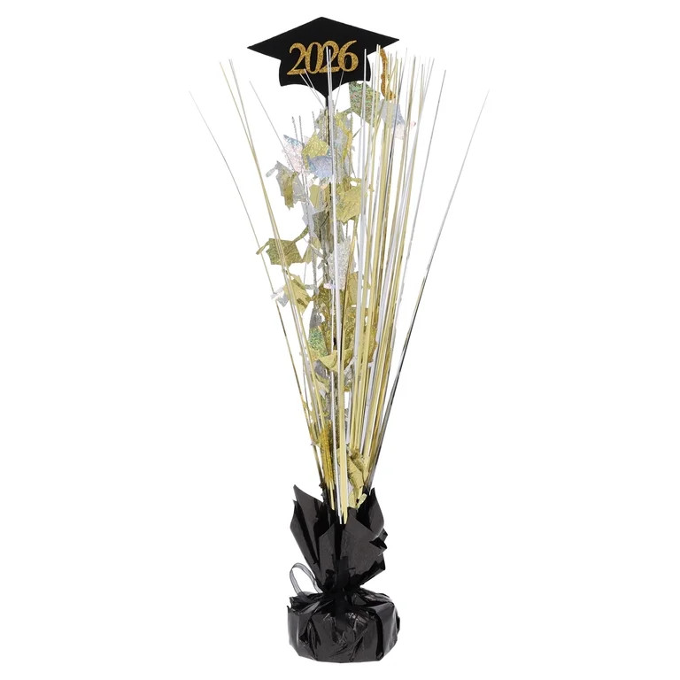 2026 Tinsel Spray Tabletop Decoration, Black and Gold, 8.5", Graduation by Way To Celebrate | Walmart (US)
