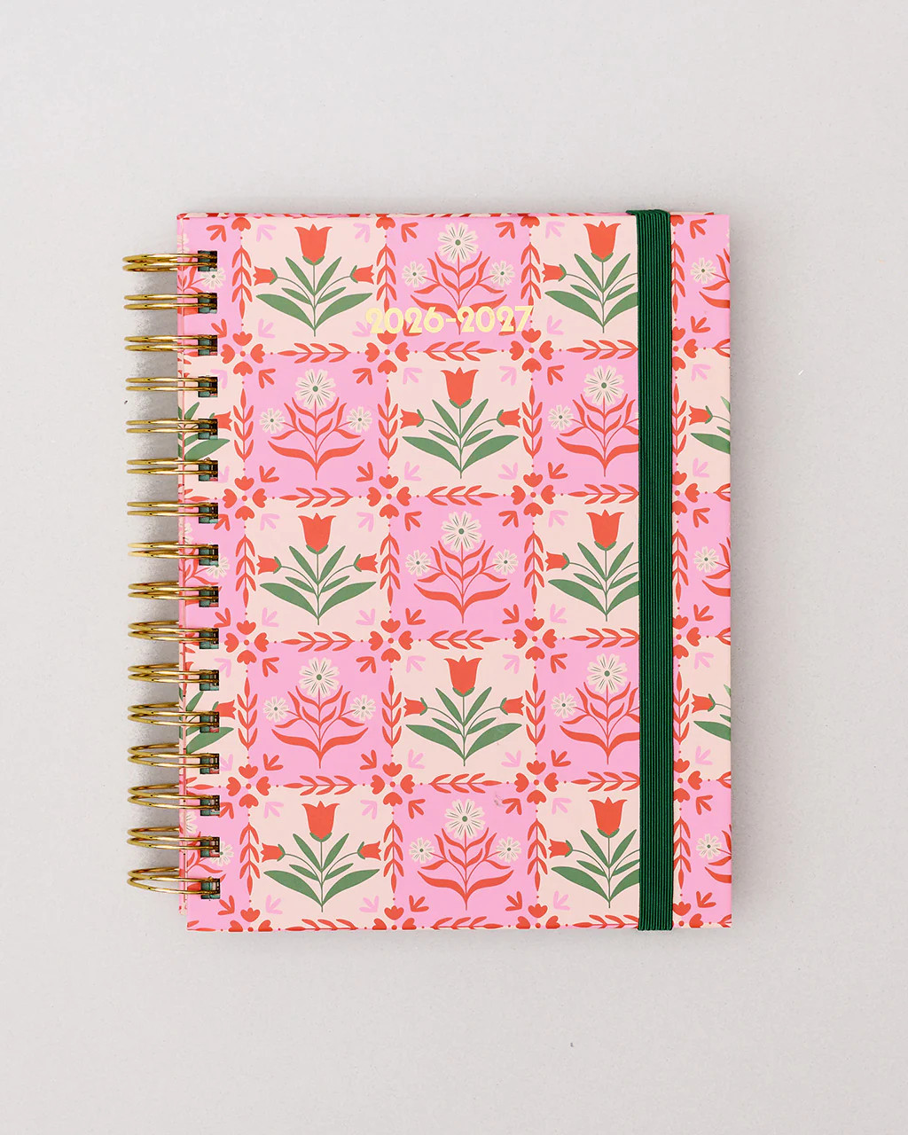 Medium 17-Month Academic Planner - Pink Tile Floral | ban.do