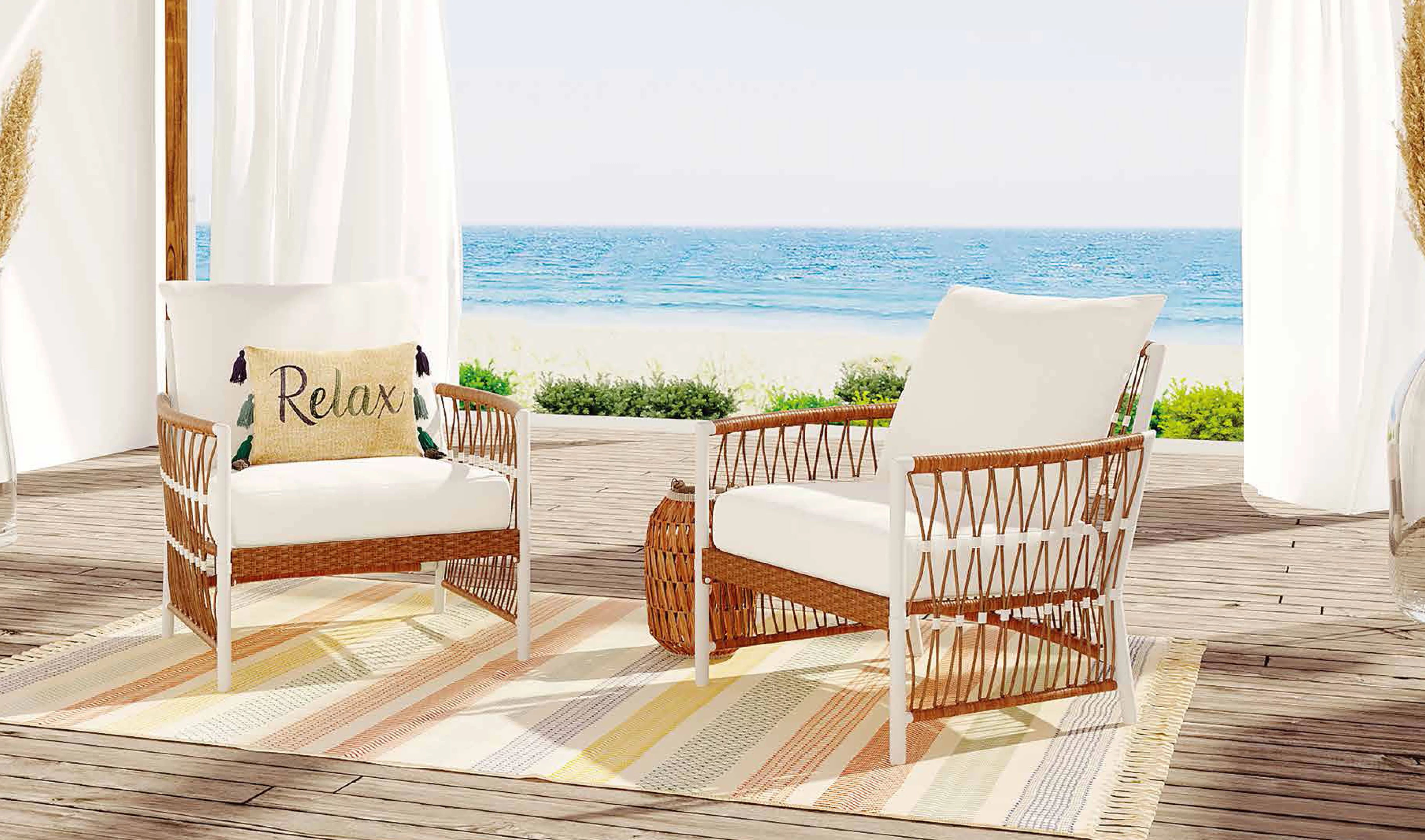 Better Homes & Gardens Lilah 2-Pack Outdoor Wicker Lounge Chair, White | Walmart (US)