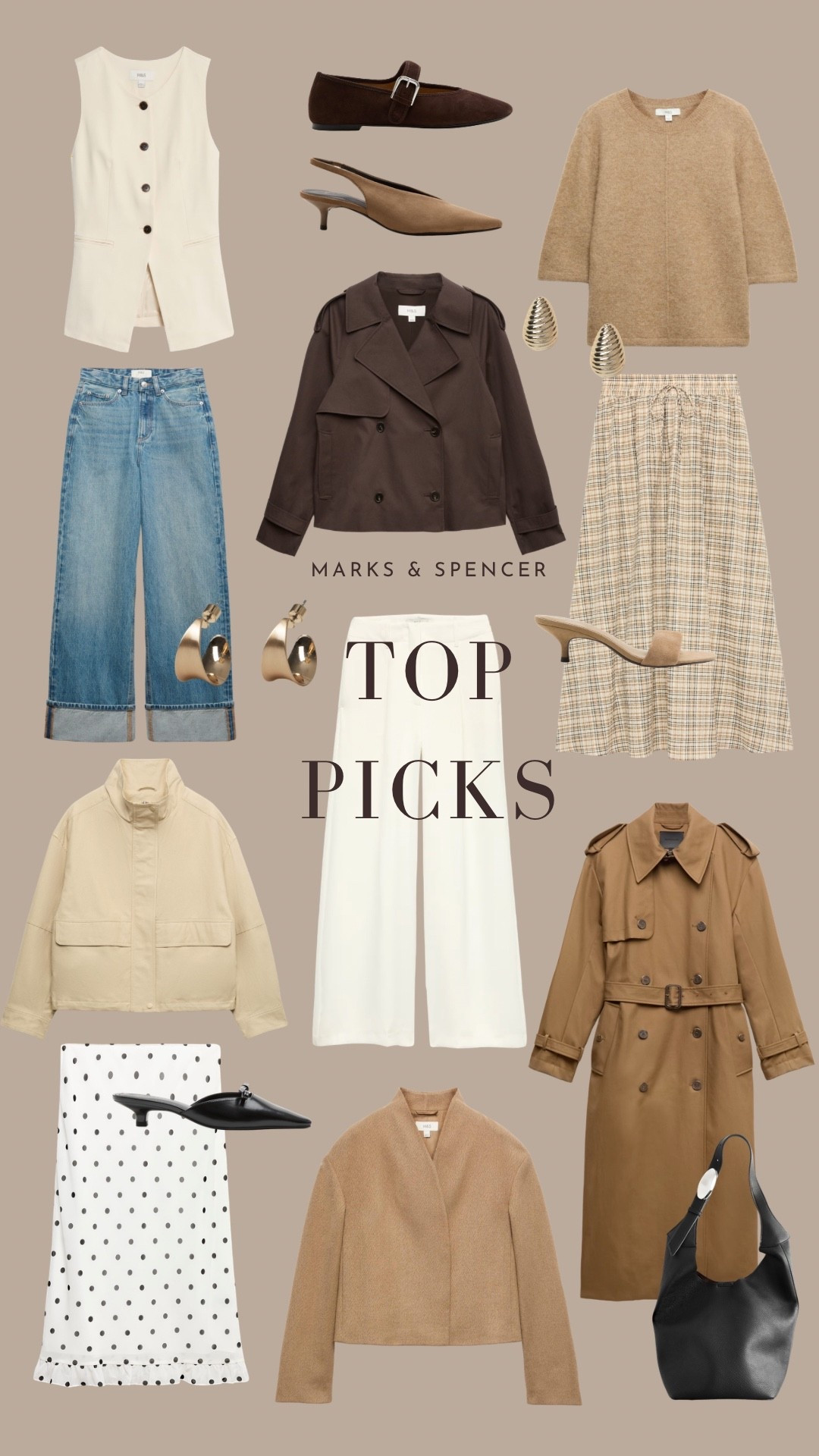 Marks & Spencer new in transitional top picks 🤎🍂 

Trench coat, waist coat, short trench coat, turn up jeans, polka dot skirt, white trousers, check skirt

#LTKFashionMonth #LTKautumn #LTKstyletip