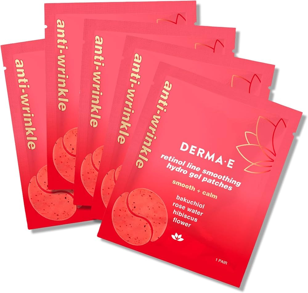 DERMA E Retinol + Bakuchiol Under Eye Patches (5 Pairs) Non-Irritating, Line Smoothing Hydro Gel ... | Amazon (US)