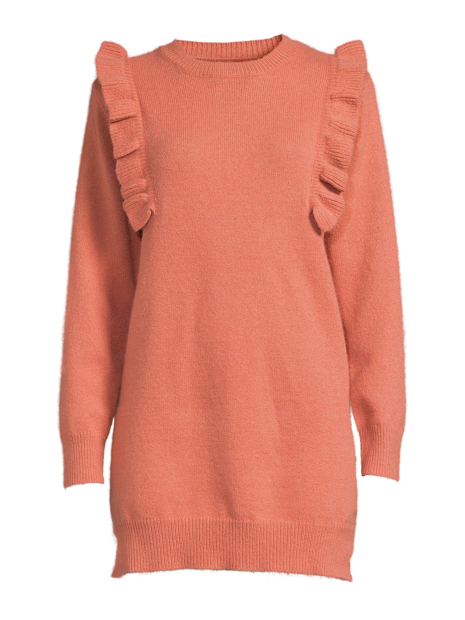 Dreamers by Debut Women's Ruffle Sleeve Sweater Dress - Walmart.com | Walmart (US)