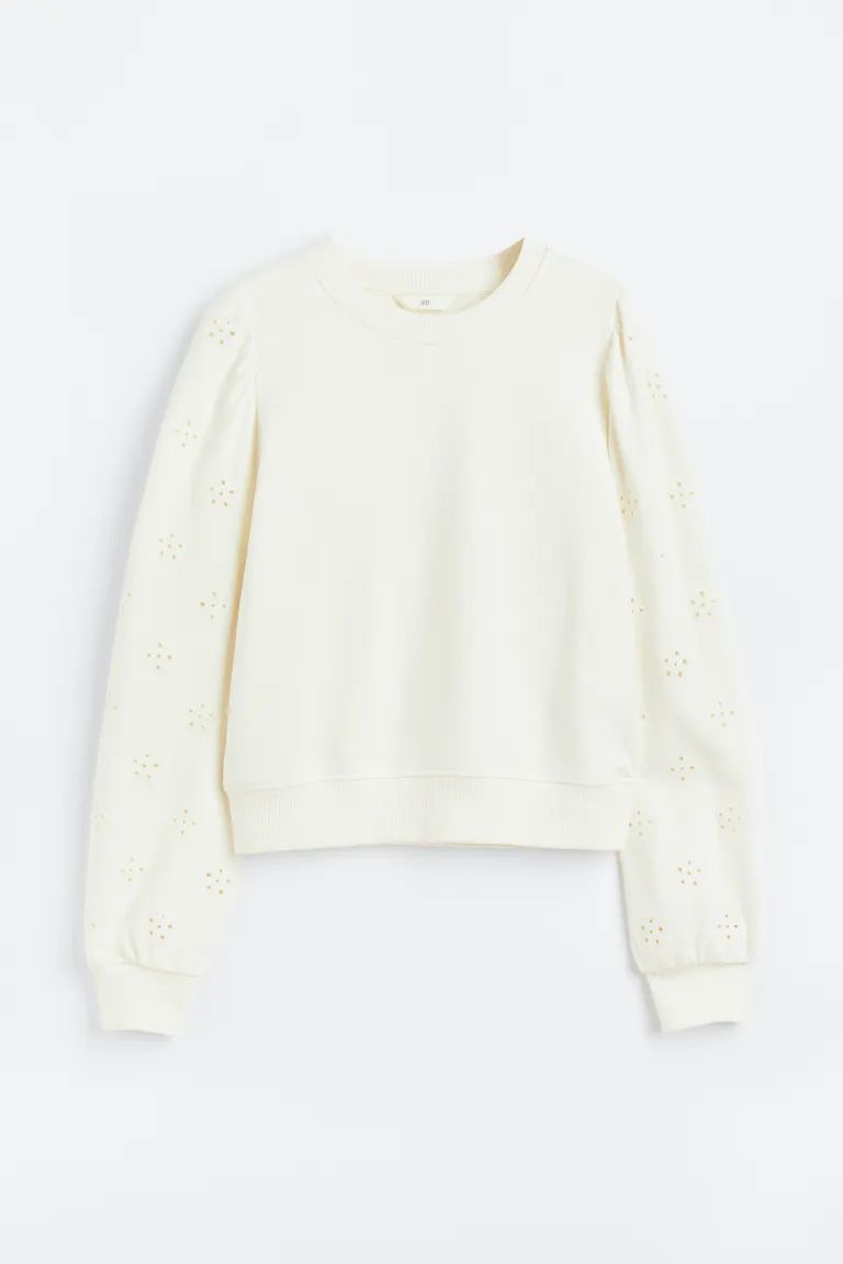 Sweatshirt with Eyelet Embroidery | H&M (US + CA)