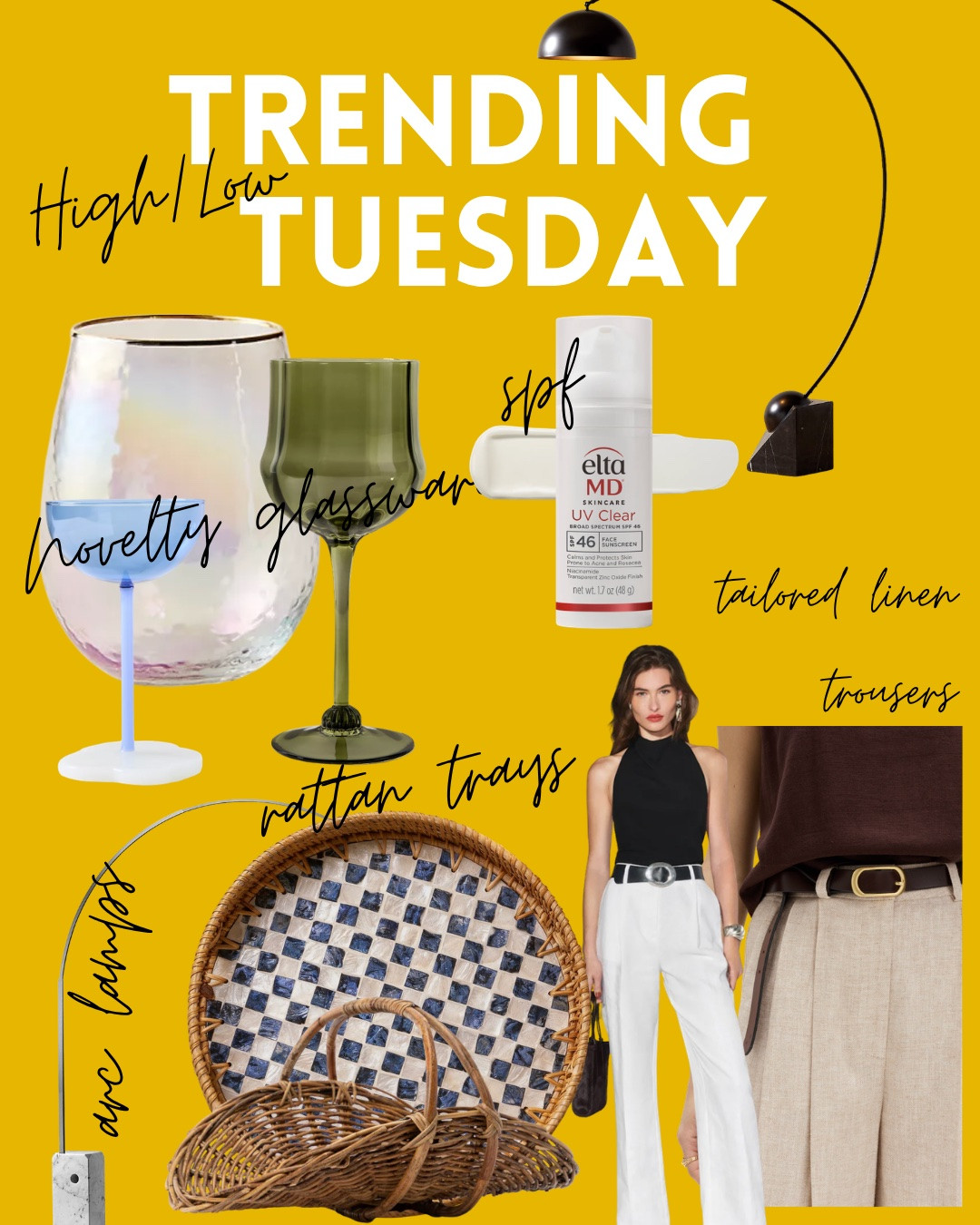 The arc lamp every Pinterest board is copying. The linen trouser taking over every summer feed. An SPF with 53,000 five-star reviews that dermatologists won't stop posting about. Ribbed glasses so viral that Target dropped an $8 dupe. And the rattan tray anchoring every vignette I keep seeing right now. All of it broken down HIGH, MID, and LOW.
#LTKHome #LTKStyleTip #HomeDecor #LTKFinds #SummerStyle