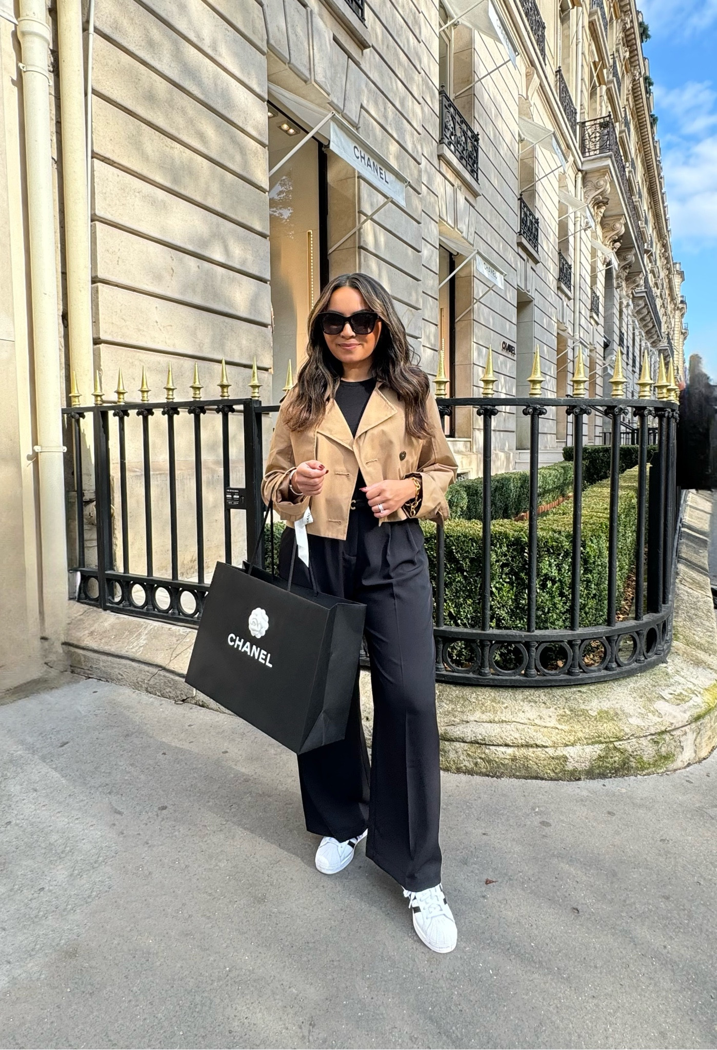 Cropped trench coat size XXS TTS - Cuffed it at the sleeves. Size up a size if you want to button it 
Black bodysuit size small TTS
Black wide leg pant size S short-usually a size 2/26 
White and black sneakers size 5 1/2 - run big so I sized down a size! Usually a 6 1/2 in sneakers
Belt is from Celine, similar linked 

Abercrombie 
Fall fashion
Fall outfit 
Tailored pants 
London outfit 
Europe outfit 
European outfit 
Europe travel 

Honey Sweet Petite 
Honeysweetpetite 

Comment SHOP below to receive a DM with the link to shop this post on my LTK ⬇ https://liketk.it/4TZJd #ltksalealert #ltkseasonal #ltkstyletip

#LTKSaleAlert #LTKTravel #LTKStyleTip